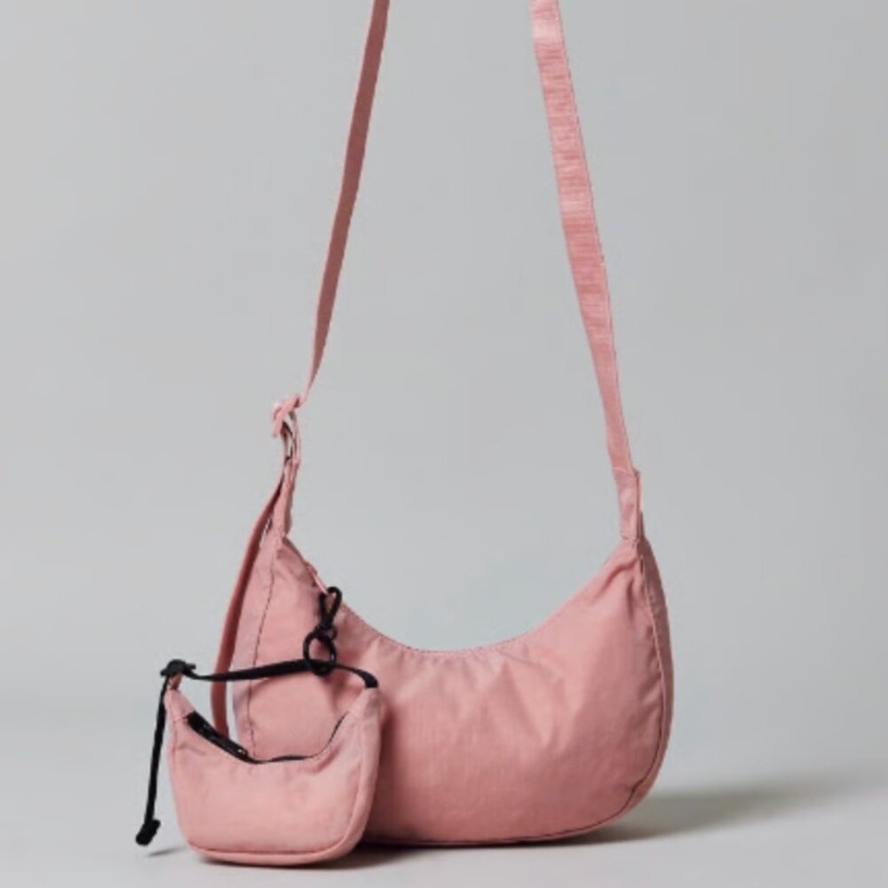 BAGGU Small Nylon Crescent Bag Rose Tan NWT